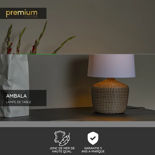 Lucide AMBALA - Lampe de table - Ø 45 cm - 1xE27 - Naturel | Premium - USP